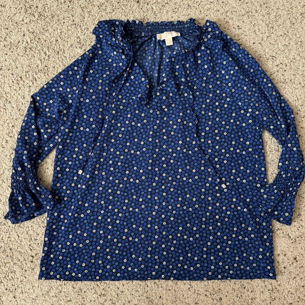 Michael Kors Floral Long Sleeve Blouse Size Large